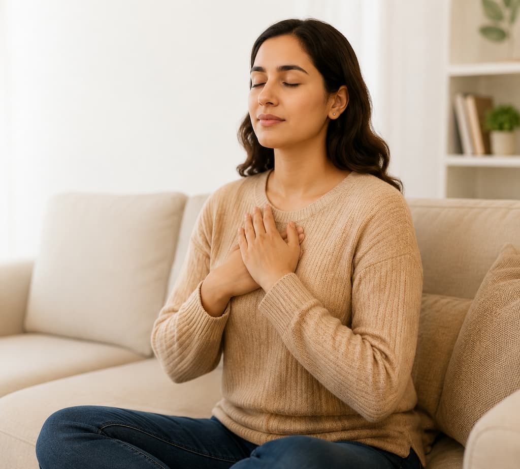 Adult practising mindfulness for anxiety and stress relief
